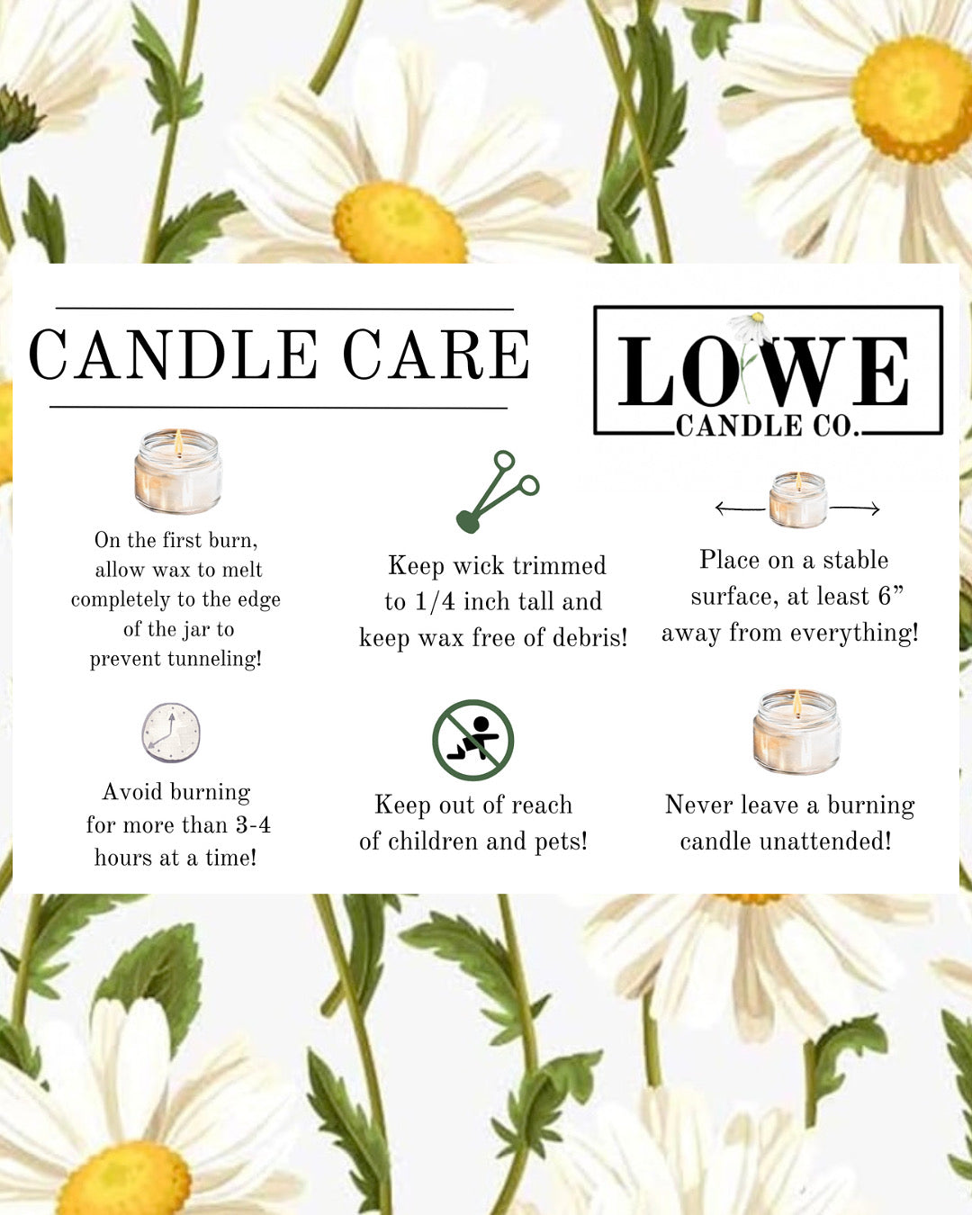 Candle care, lowe candle co
