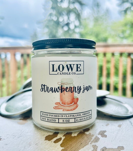 strawberry jam, berry candle